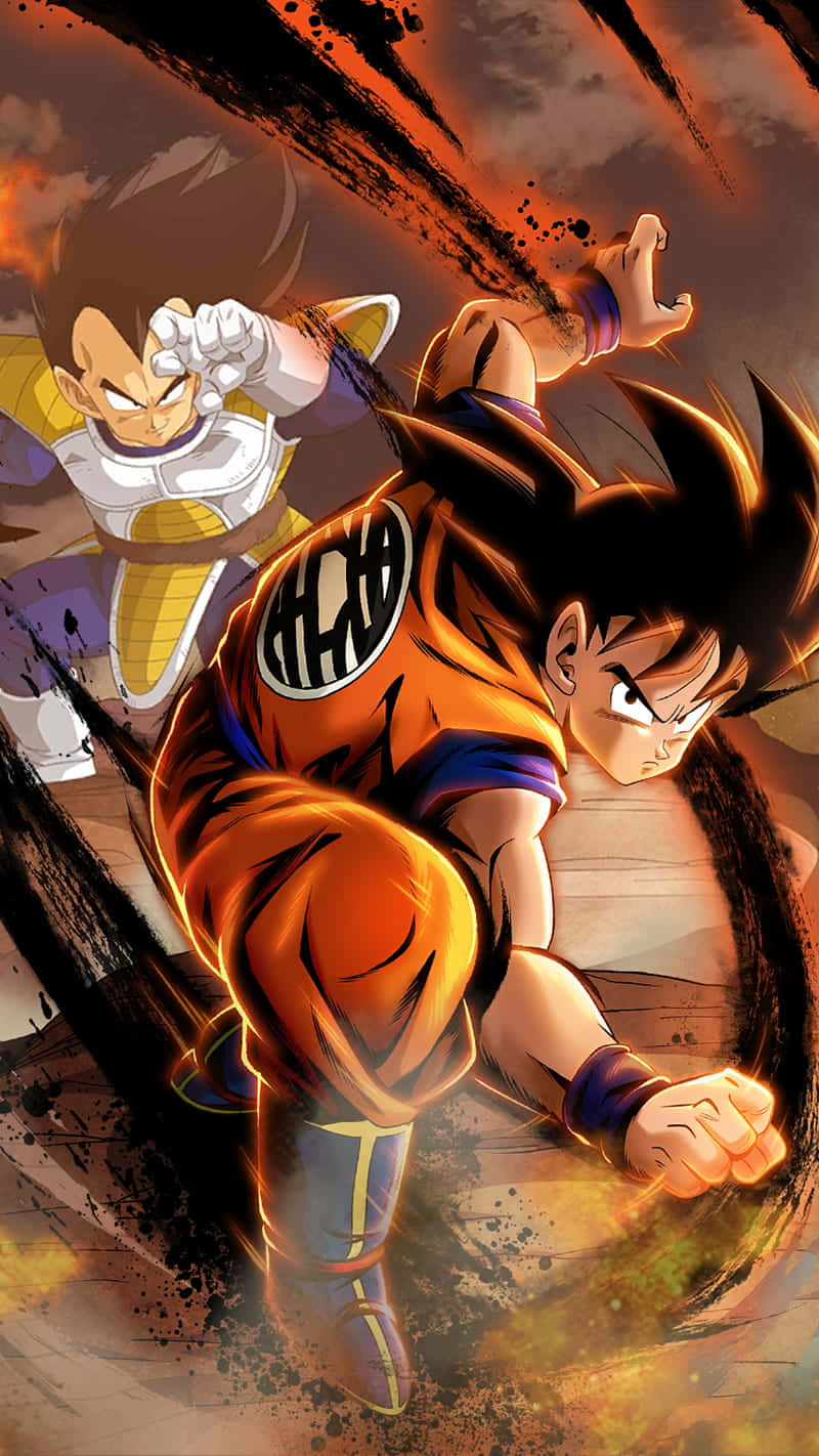 Show Off Your Love For Anime With This Amazing Goku And Vegeta Iphone Wallpaper Wallpaper