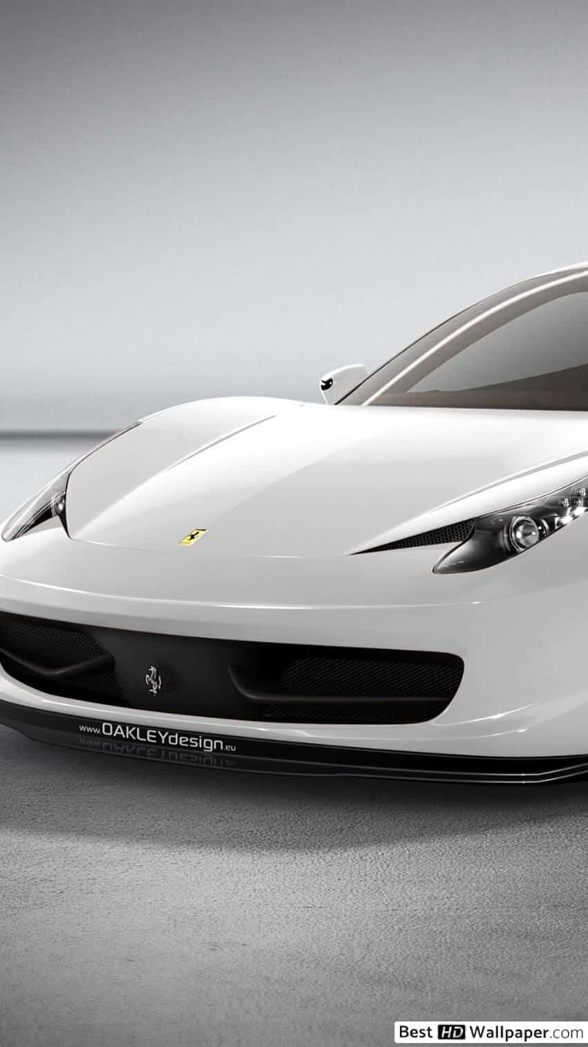 Show Off Your Passion For The Finer Things In Life - A White Ferrari And An Iphone Wallpaper