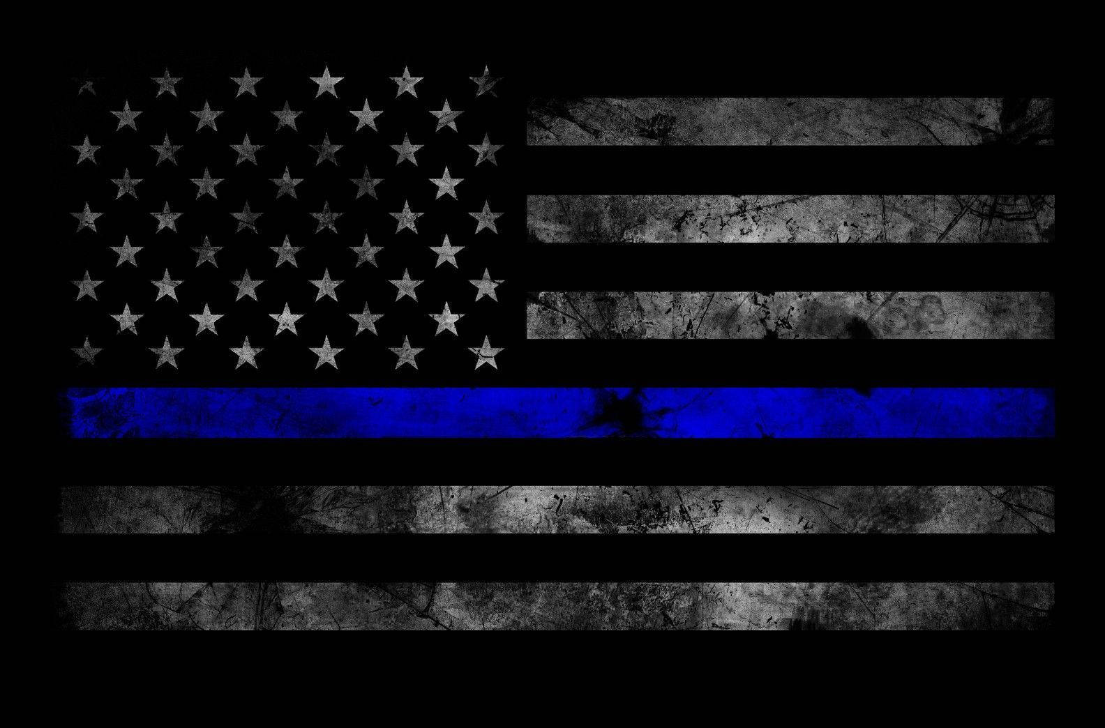 Show Your Support For Law Enforcement With This Thin Blue Line Us Flag. Wallpaper