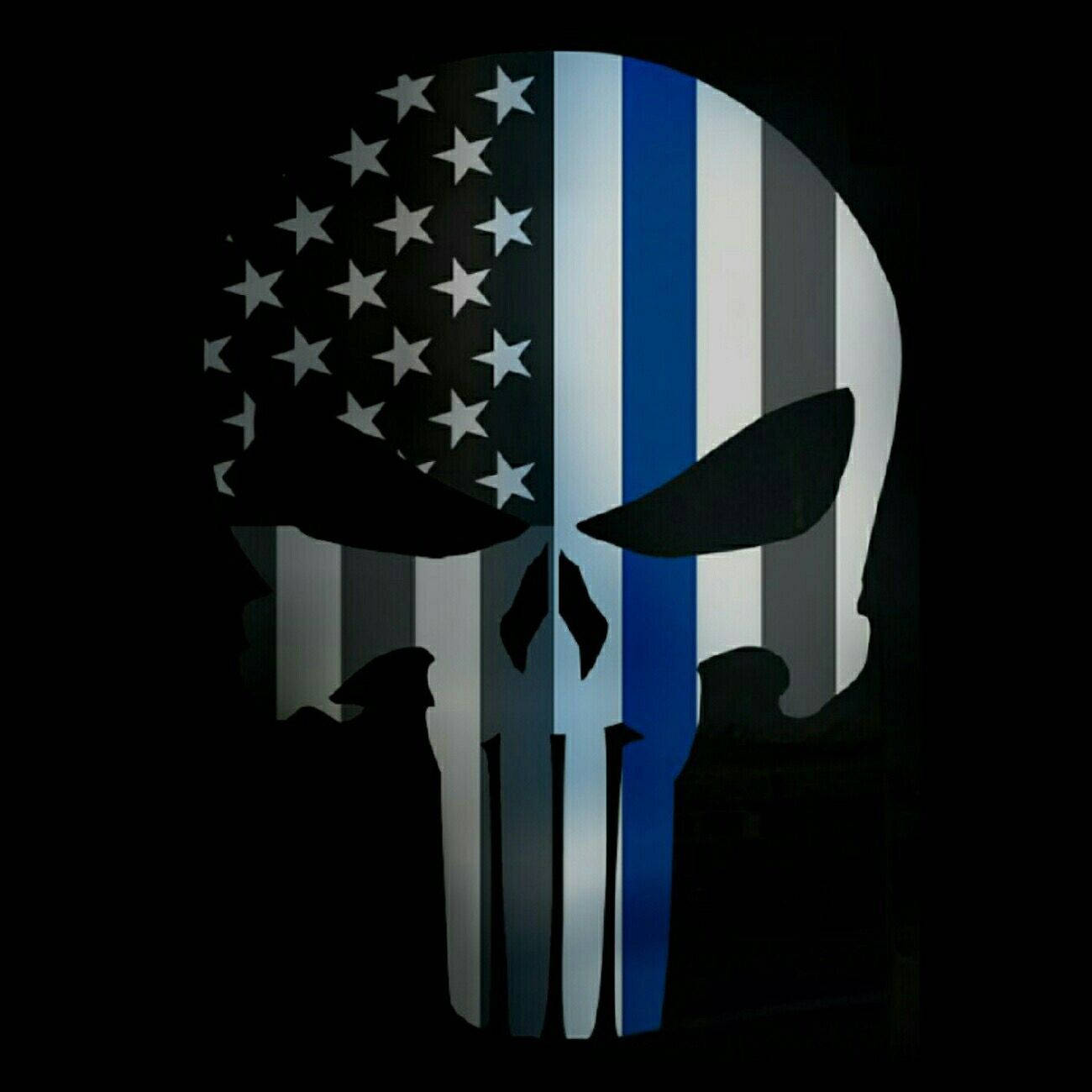 Show Your Support For The Thin Blue Line With This Punisher Inspired Skull Emblem Wallpaper