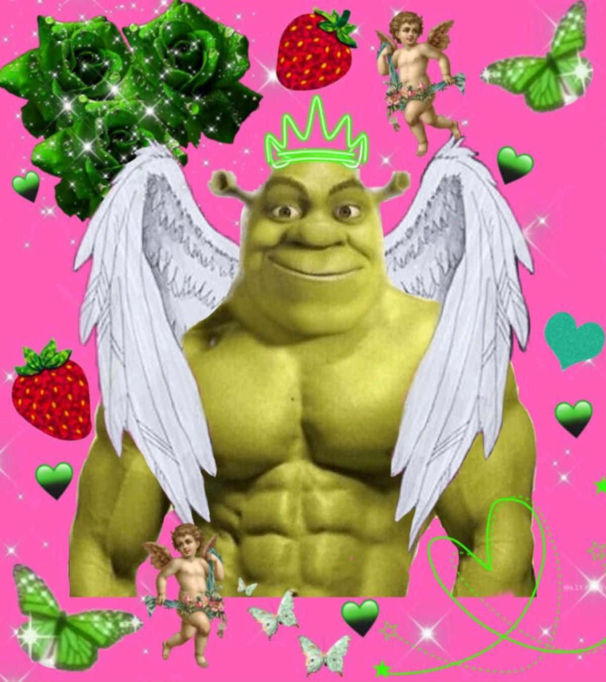 Shrek Angel Aesthetic Collage.jpg Wallpaper