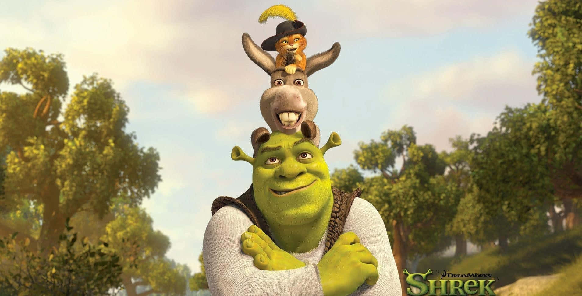 Shrekand Donkey Smiling Together Wallpaper