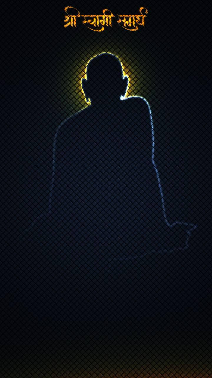 Shri Swami Samarth Silhouette On Black Wallpaper