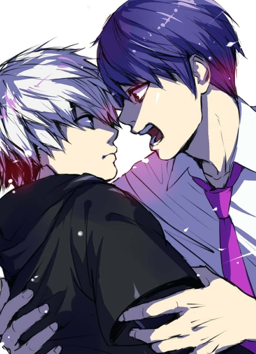 Shuu Tsukiyama Vs Kaneki In Intense Battle Wallpaper