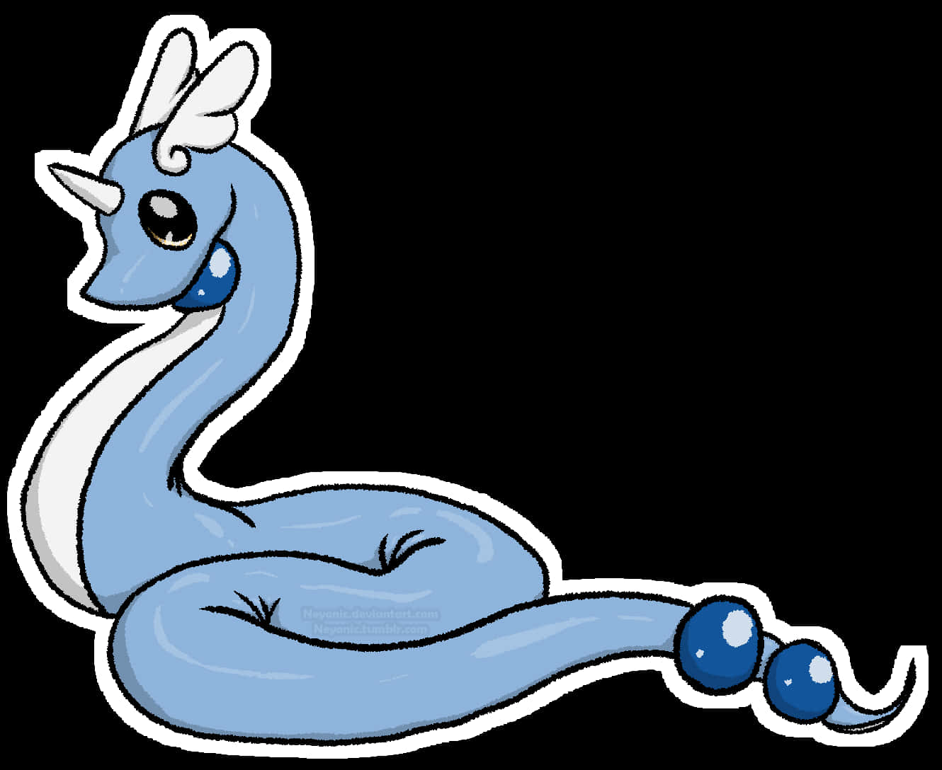 Shy Dragonair On White Background Wallpaper