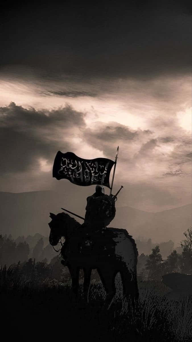 Silhouetted Islamic Warrioron Horseback Wallpaper