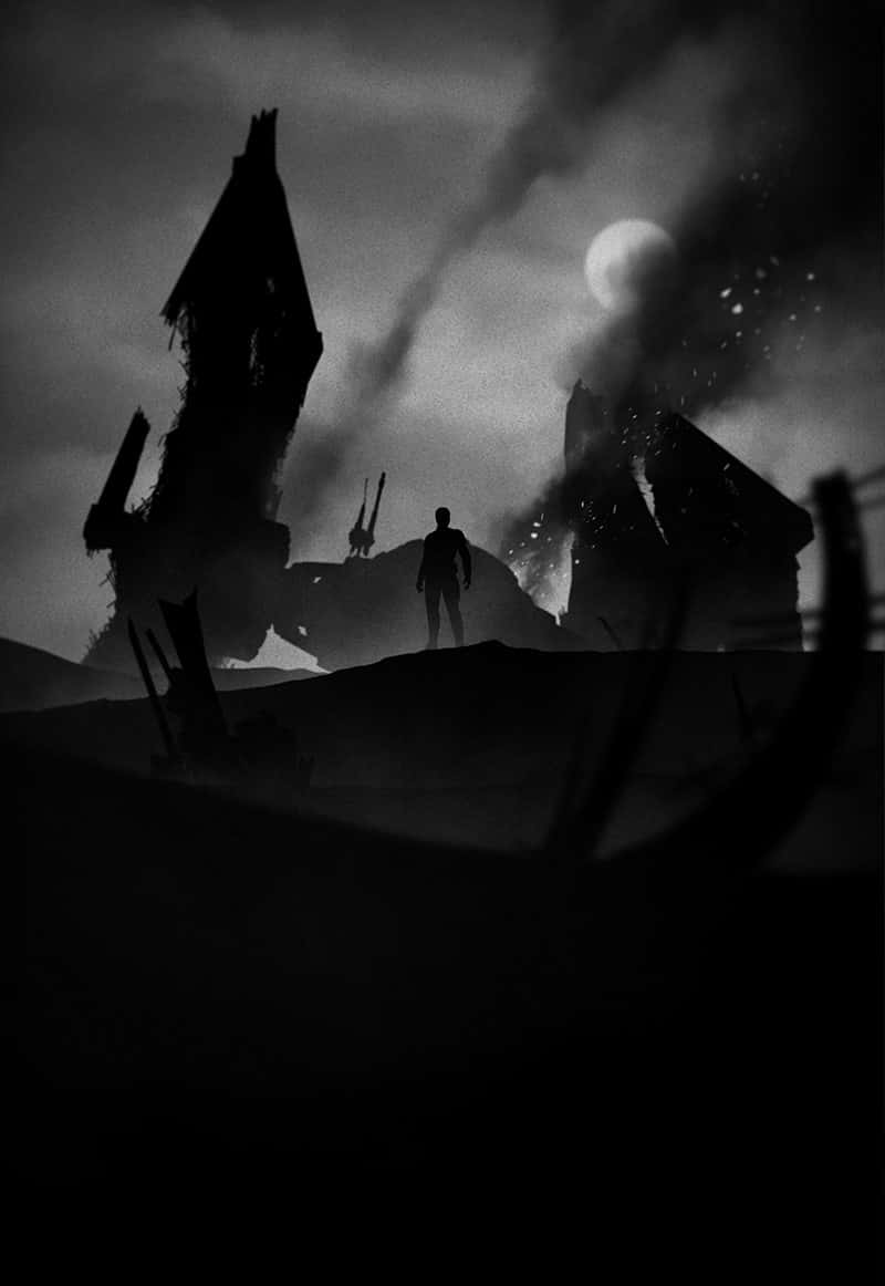 Silhouetteofa Manin Dystopian Landscape Wallpaper