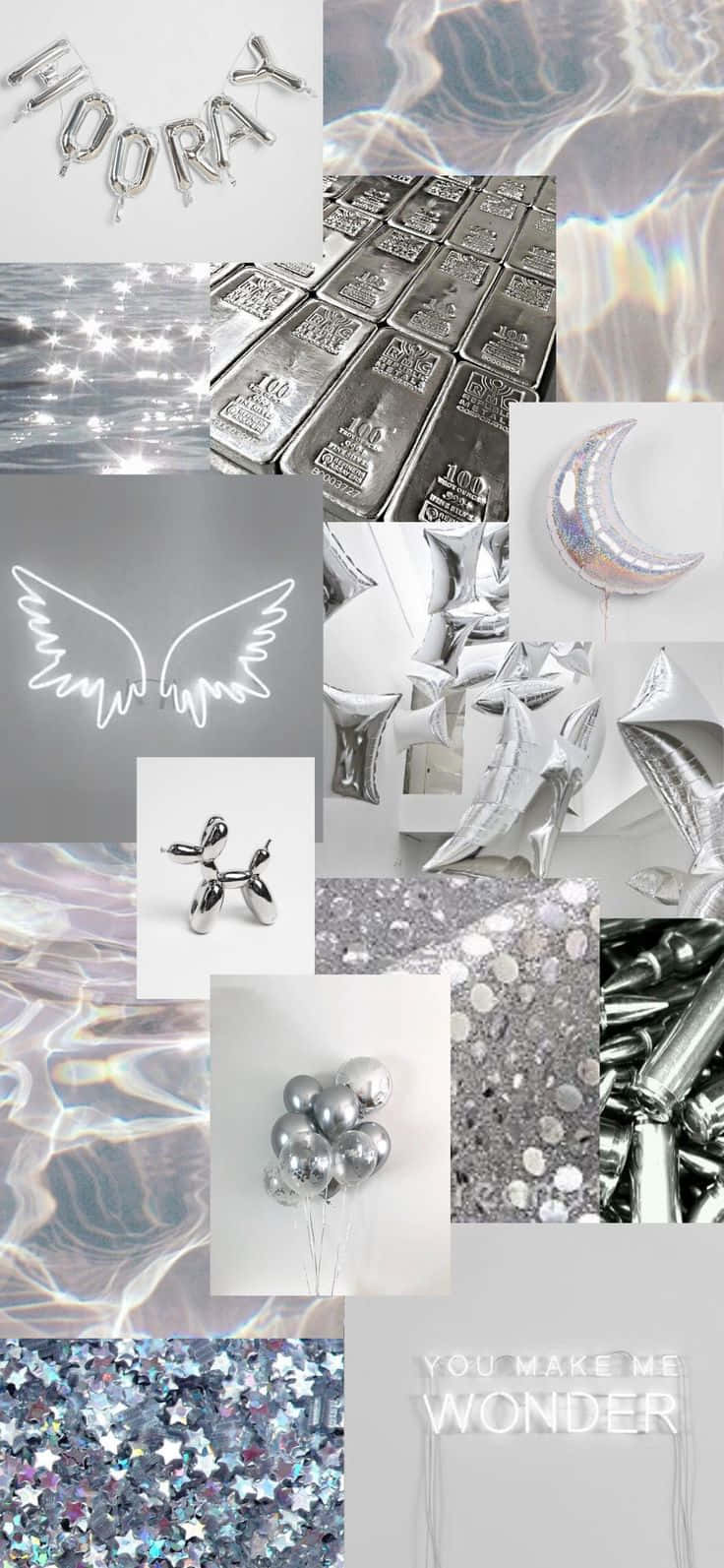 Silver Aesthetic Collage Wallpaper