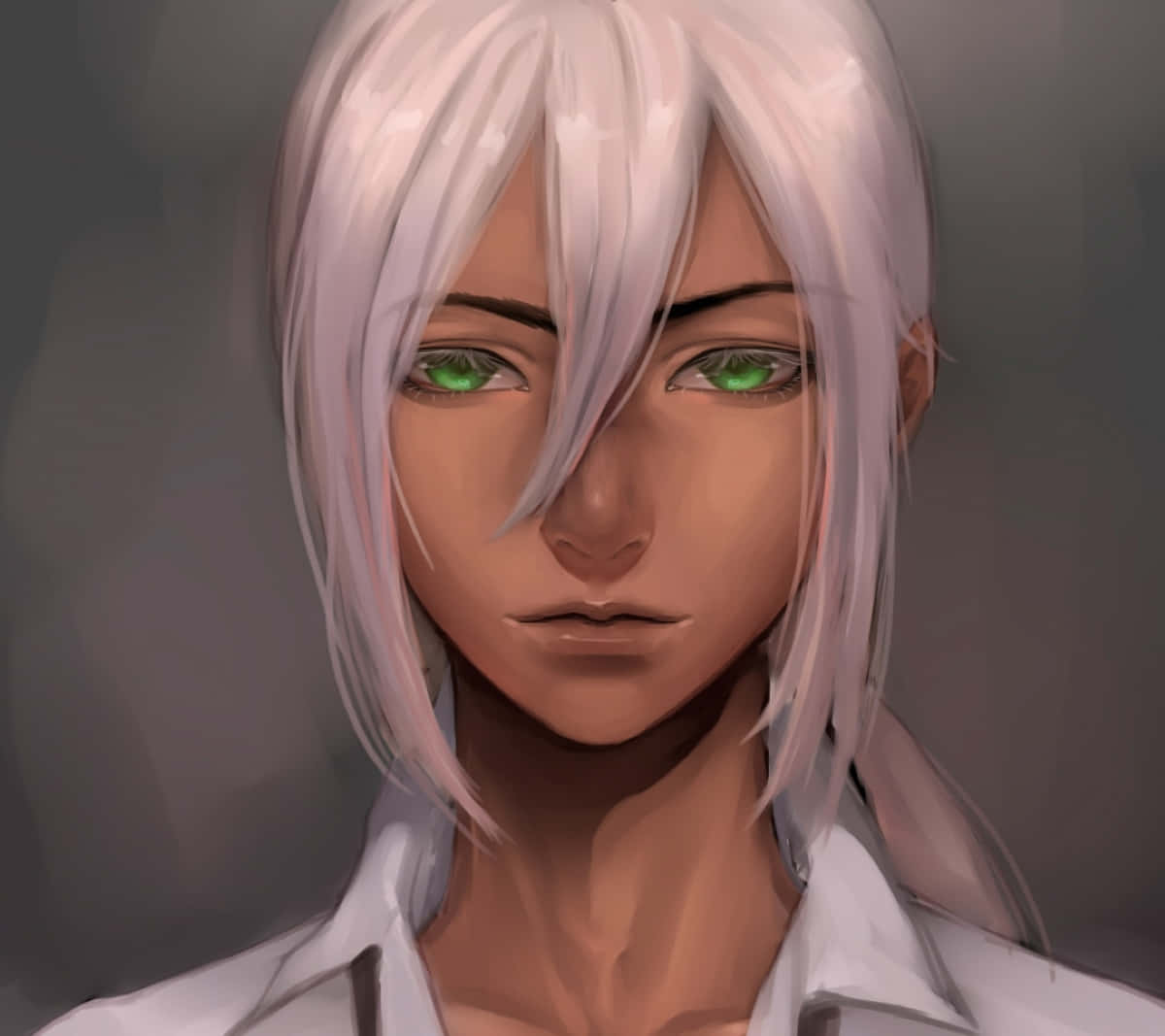 Silver Haired Anime Character Green Eyes Wallpaper