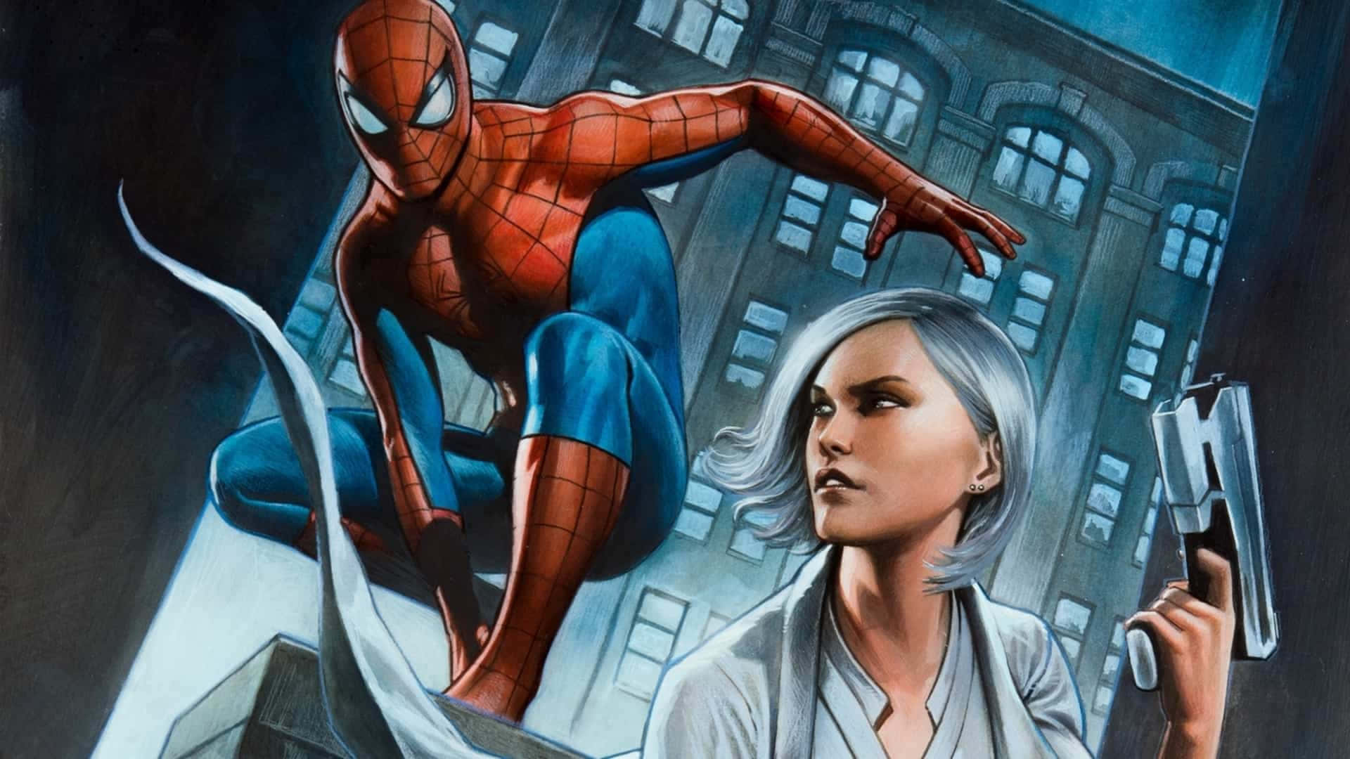 Silver Sable Marvel Heroine In Action Wallpaper