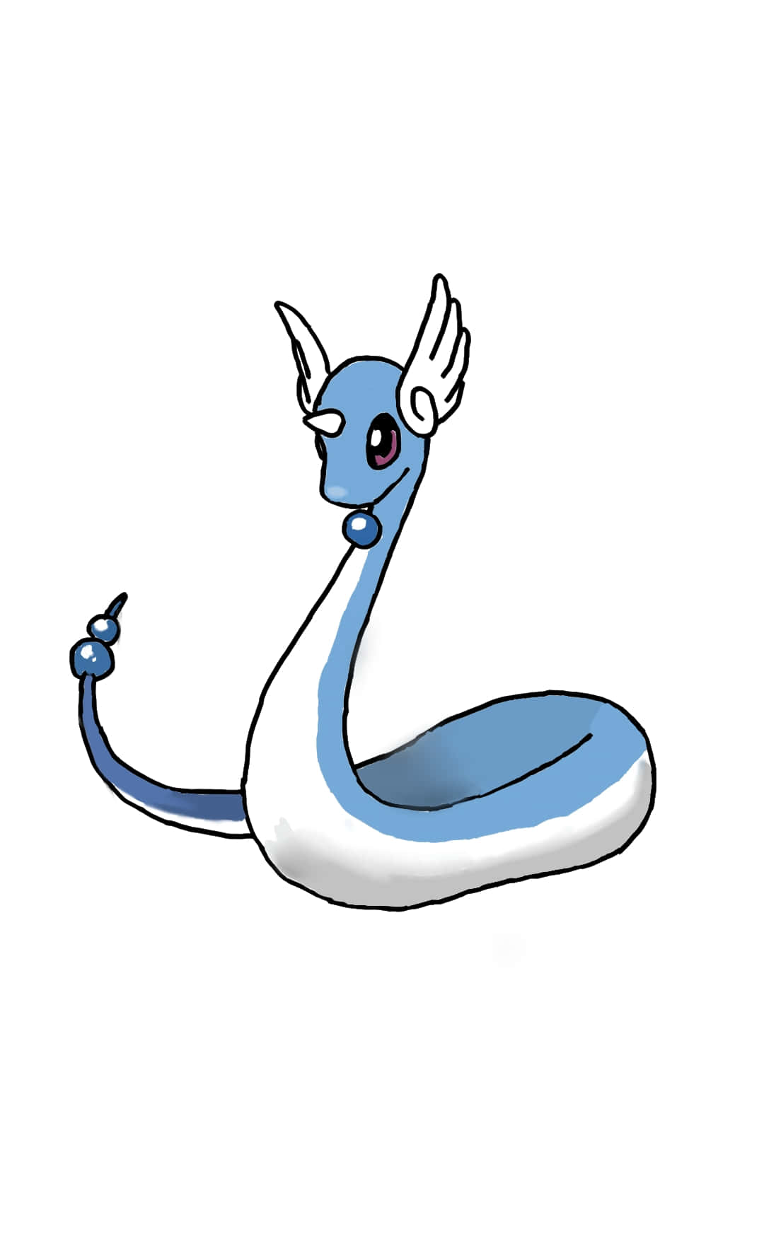 Simple Dragonair Illustration On White Background Wallpaper