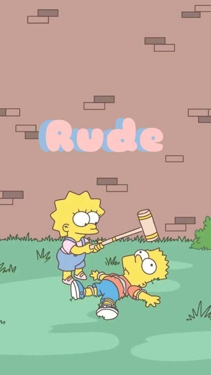 Simpsons Wallpaper With The Word Rude Wallpaper