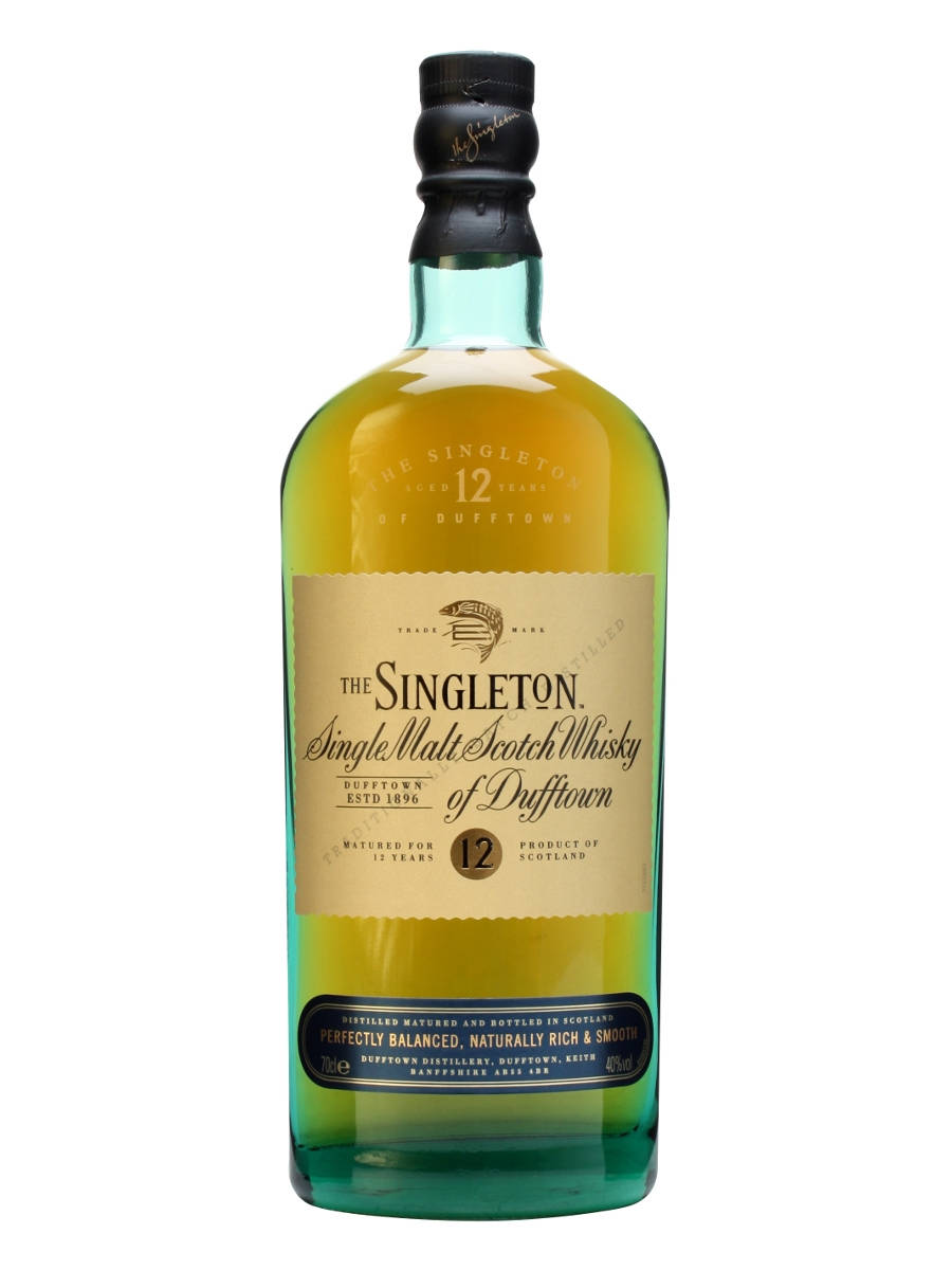 Singleton Of Dufftown 12 Year Old Bottle White Background Wallpaper