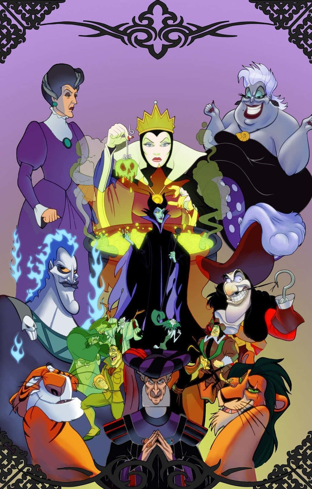 Sinister Cartoon Villains Ready For Mischief Wallpaper