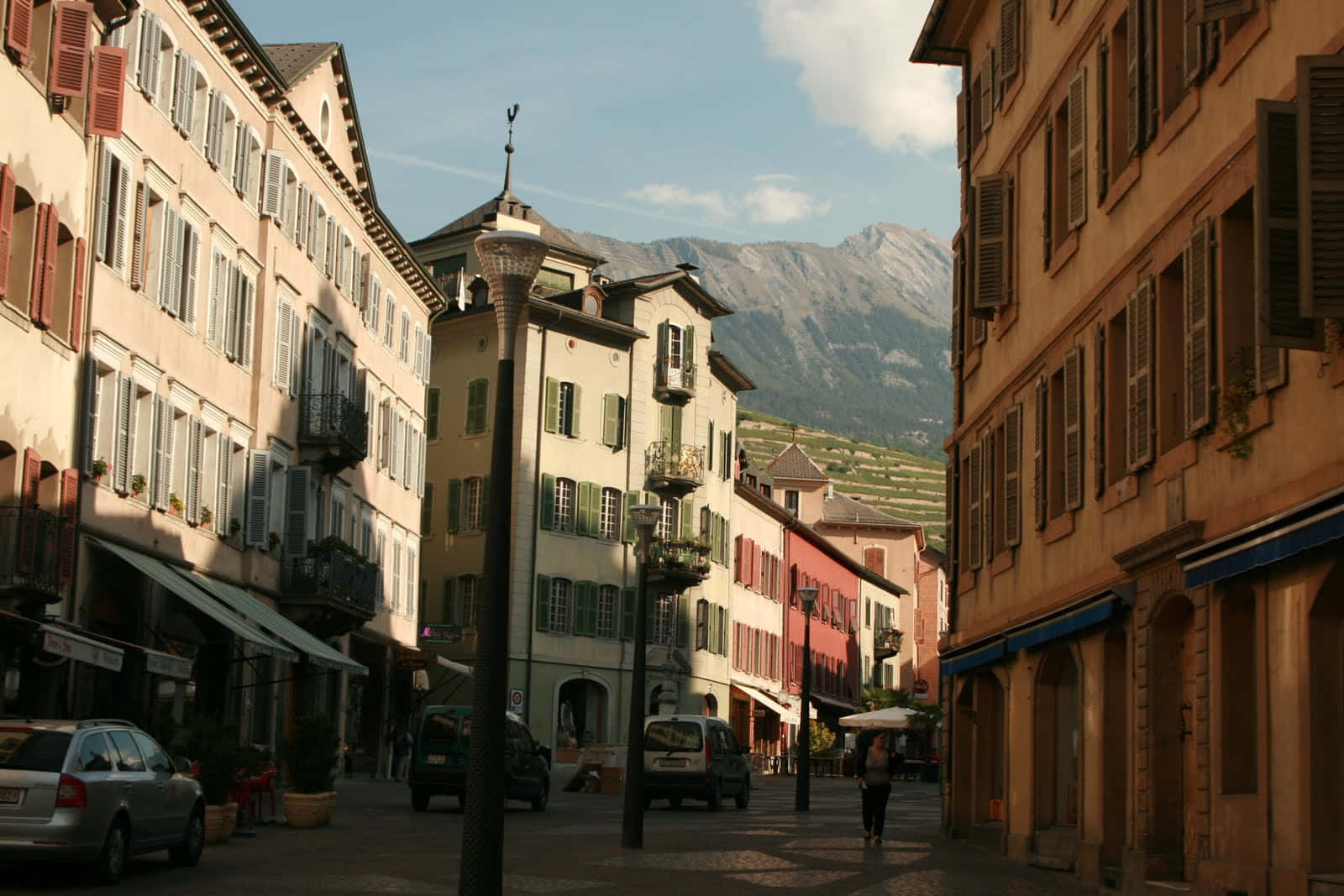 Sion Switzerland Historic Town Street View Wallpaper