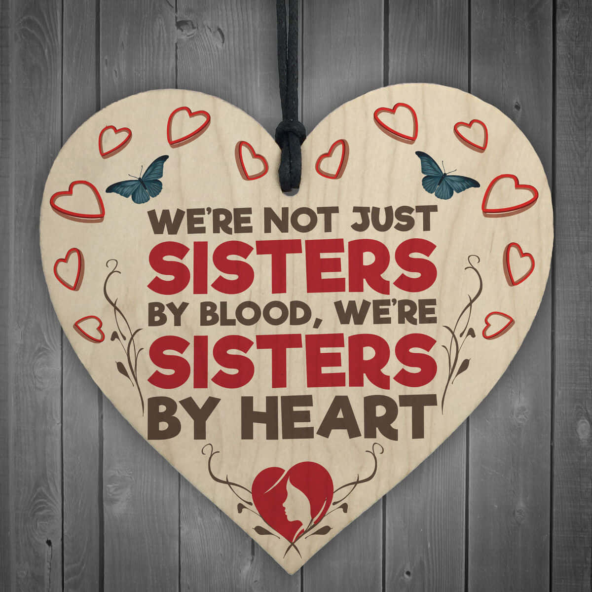 Sisters By Heart Wooden Plaque Wallpaper