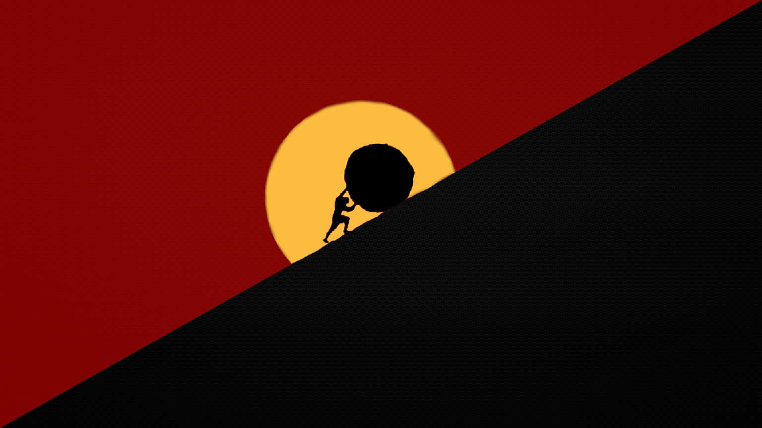 Sisyphus Silhouette Against Sunset Wallpaper