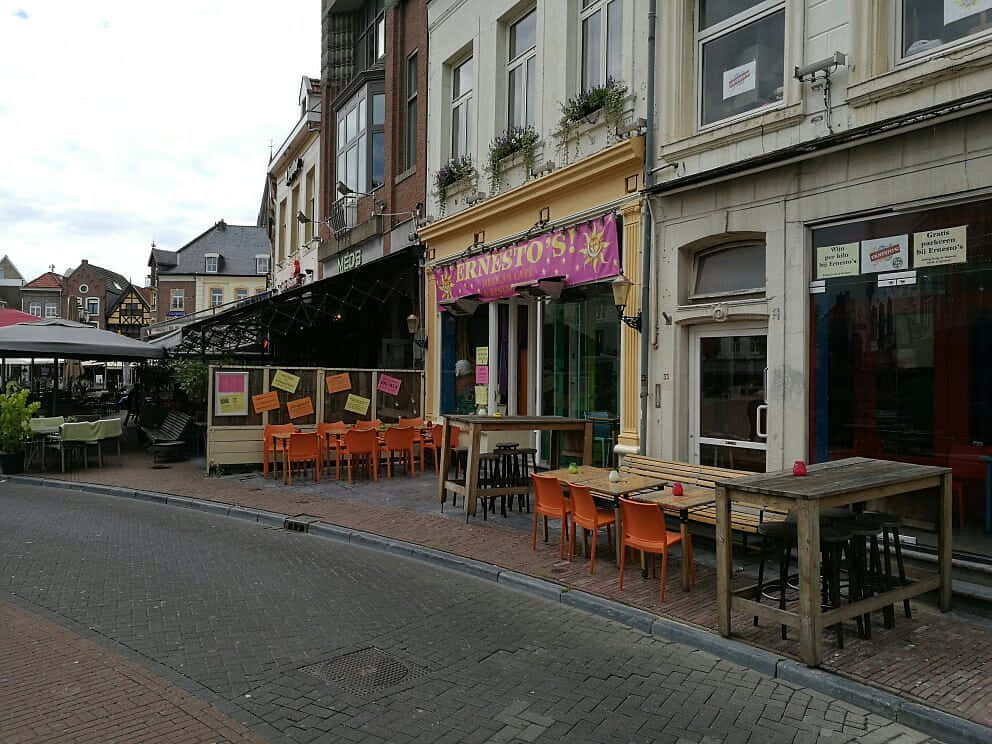 Sittard Cafe Street Scene Wallpaper