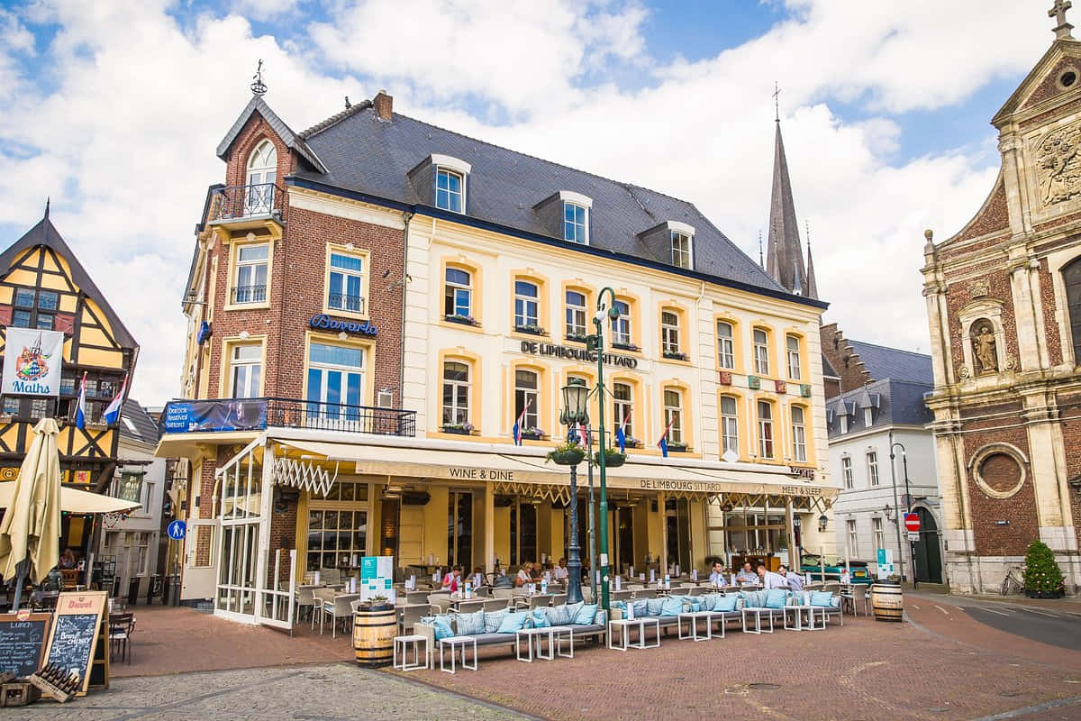 Sittard Market Square Cafesand Architecture Wallpaper