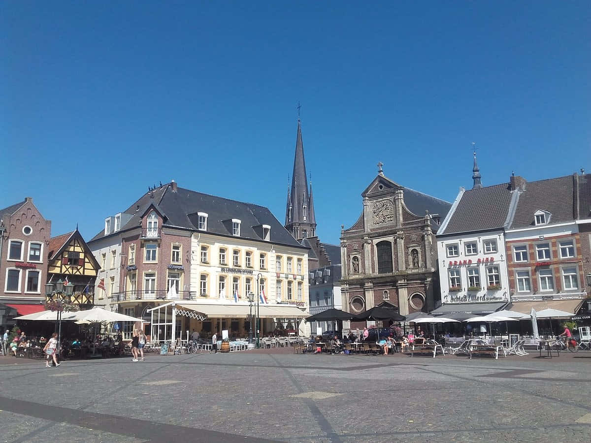 Sittard Market Square Sunny Day Wallpaper