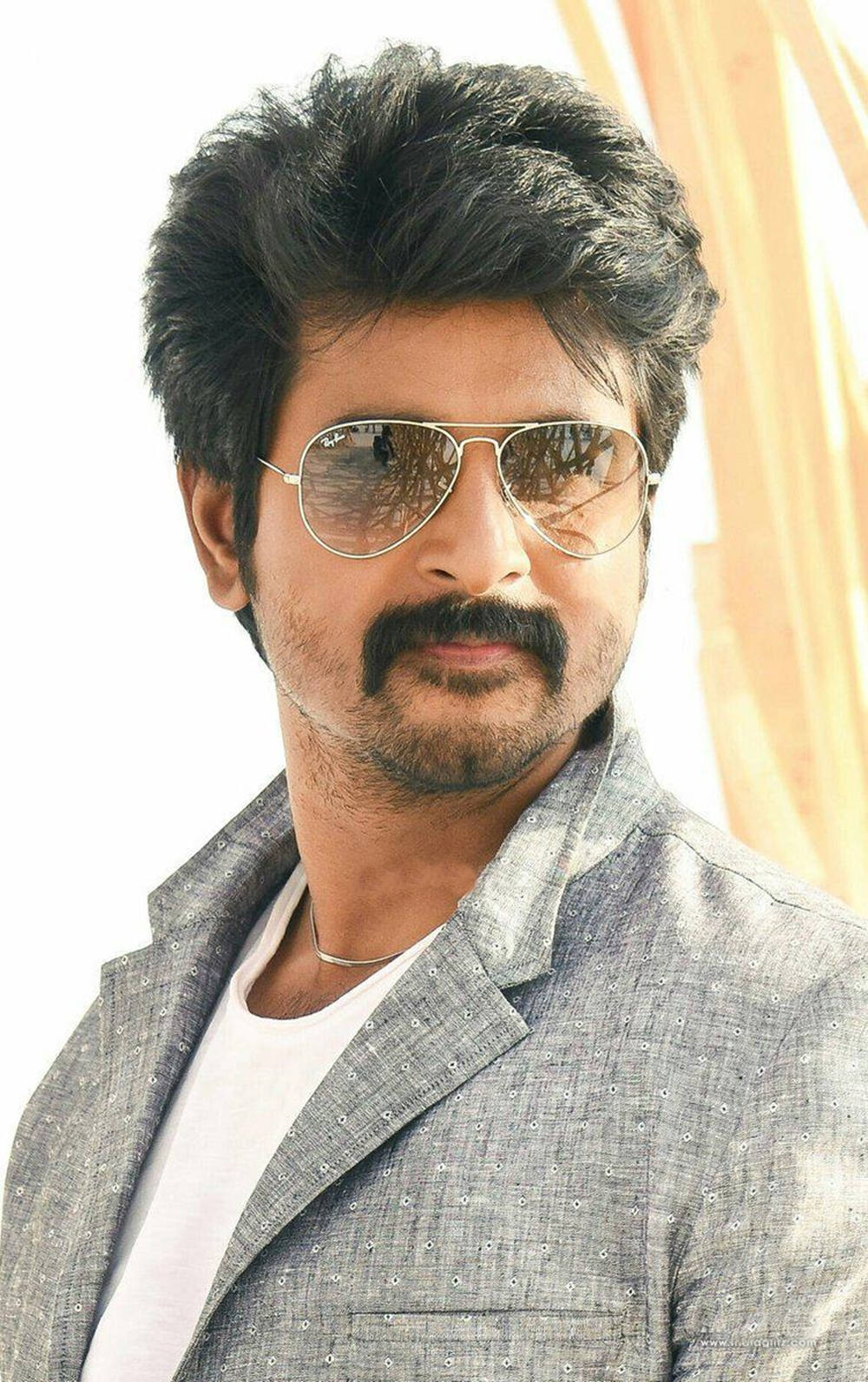 Sivakarthikeyan In Gray Suit And Sunglasses Wallpaper