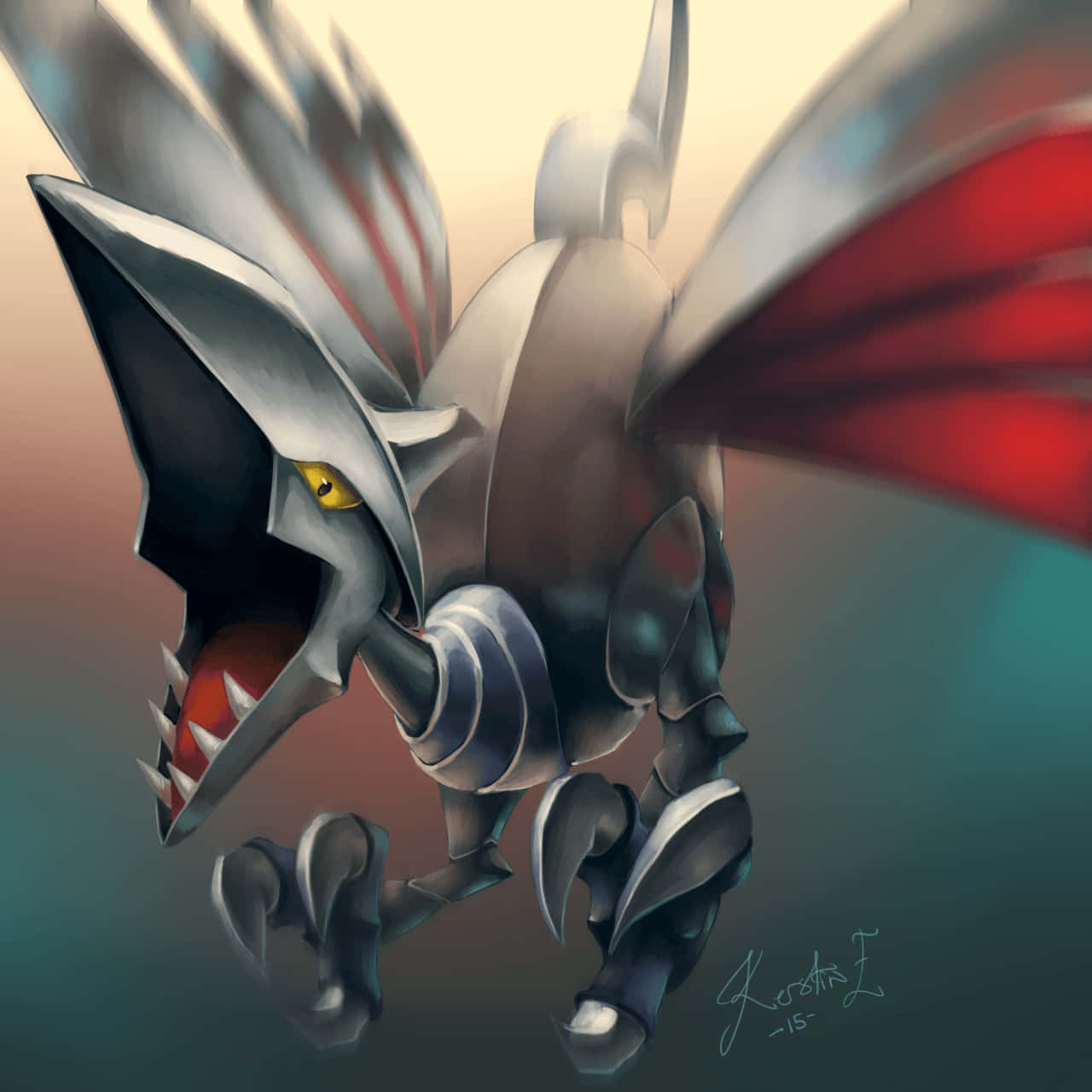 Skarmory 3d Art Mouth Open Wallpaper