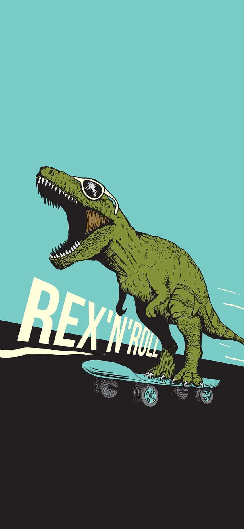 Skateboarding Dinosaur Rex N Roll Wallpaper