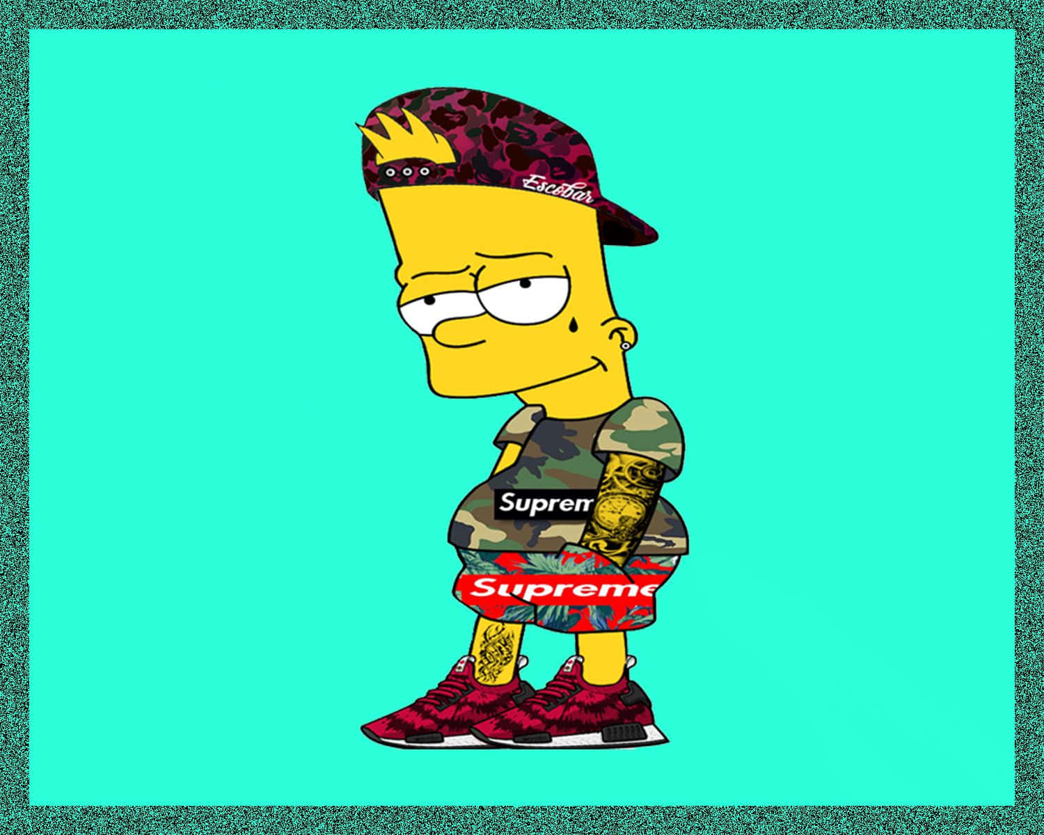 Skateboarding With Supreme Simpson Wallpaper