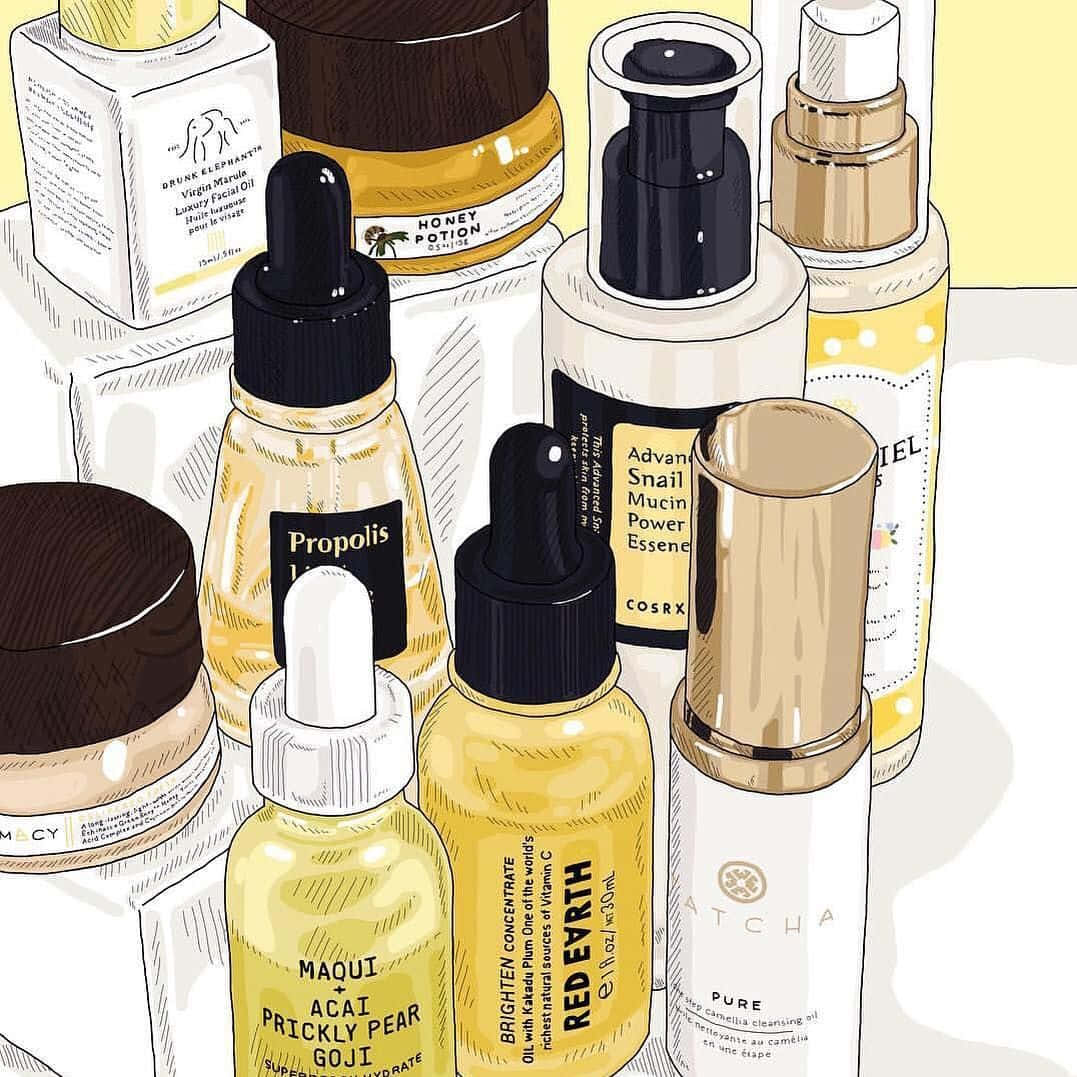 Skincare Product Illustration Aesthetic Wallpaper