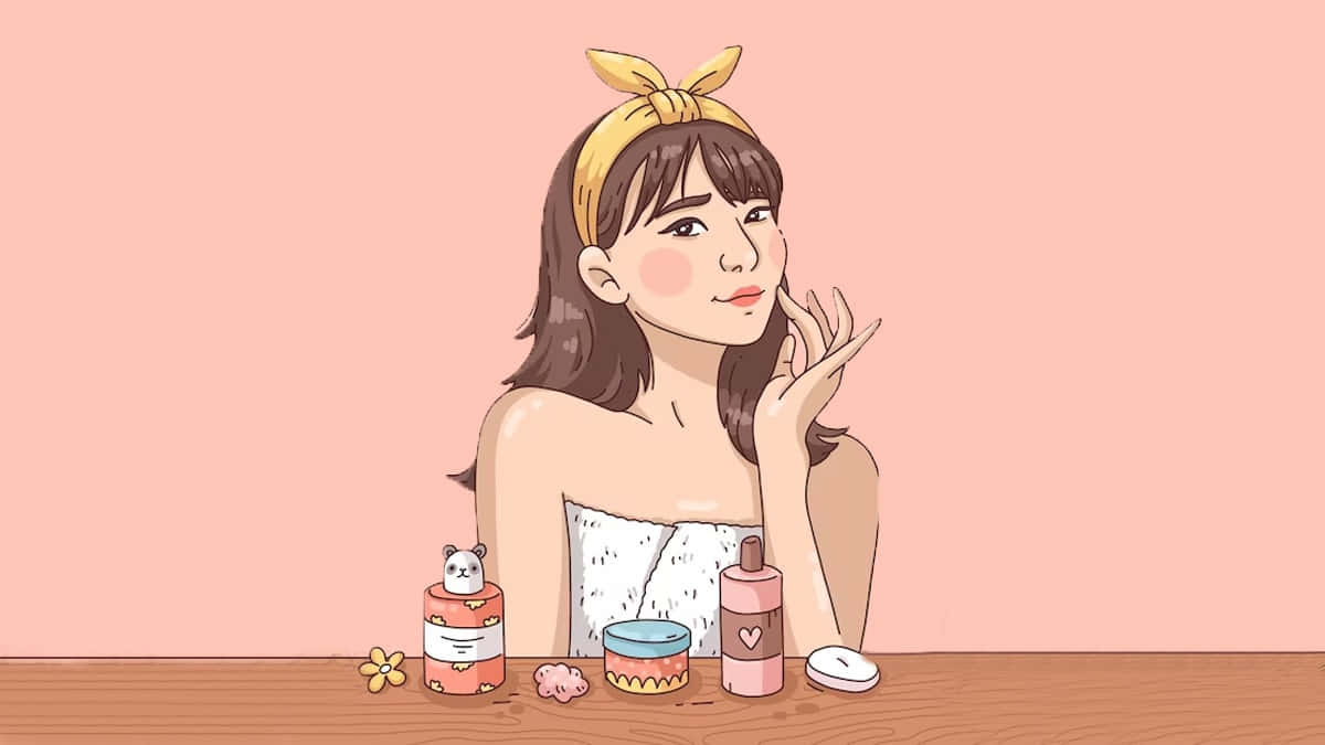 Skincare Routine Aesthetic Illustration Wallpaper