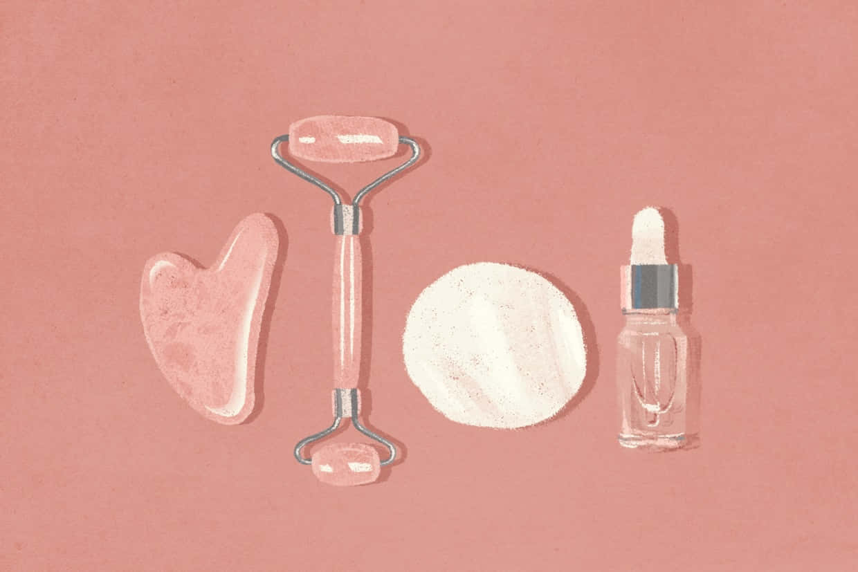 Skincare Toolsand Serum Aesthetic Wallpaper