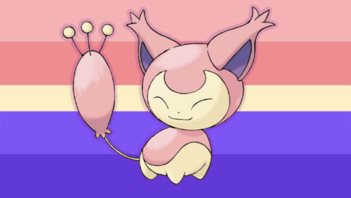 Skitty With Striped Background Wallpaper