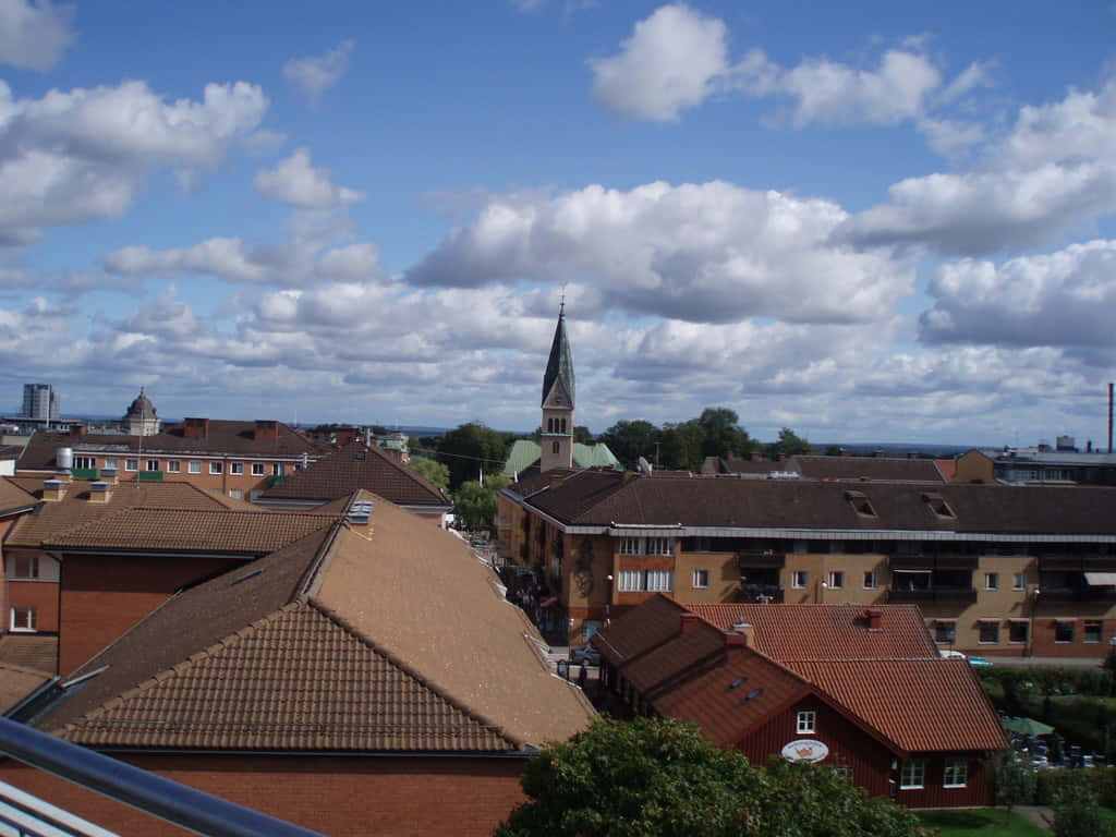 Skovde Cityscapewith Church Spire Wallpaper