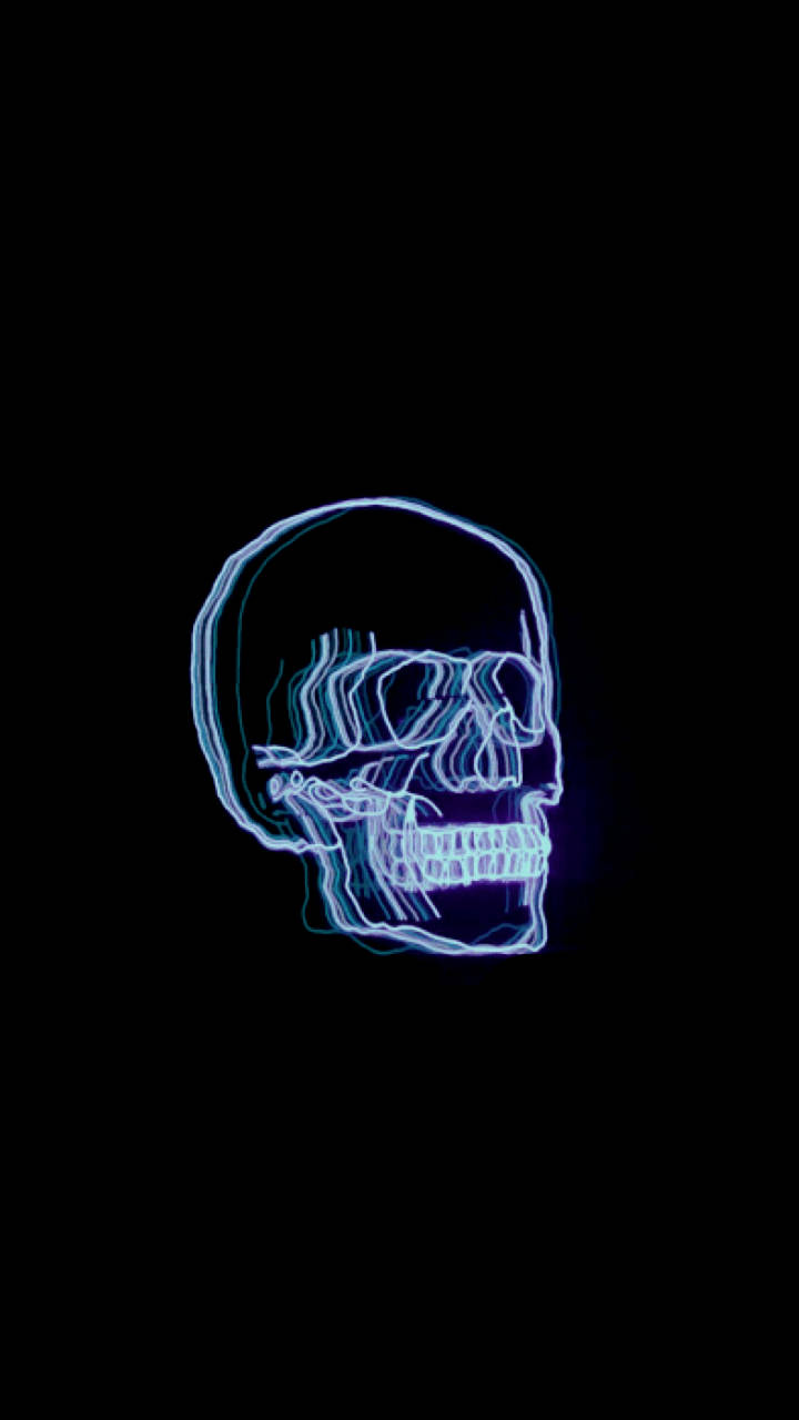 Skull Neon Aesthetic Dark Blue Hd Wallpaper