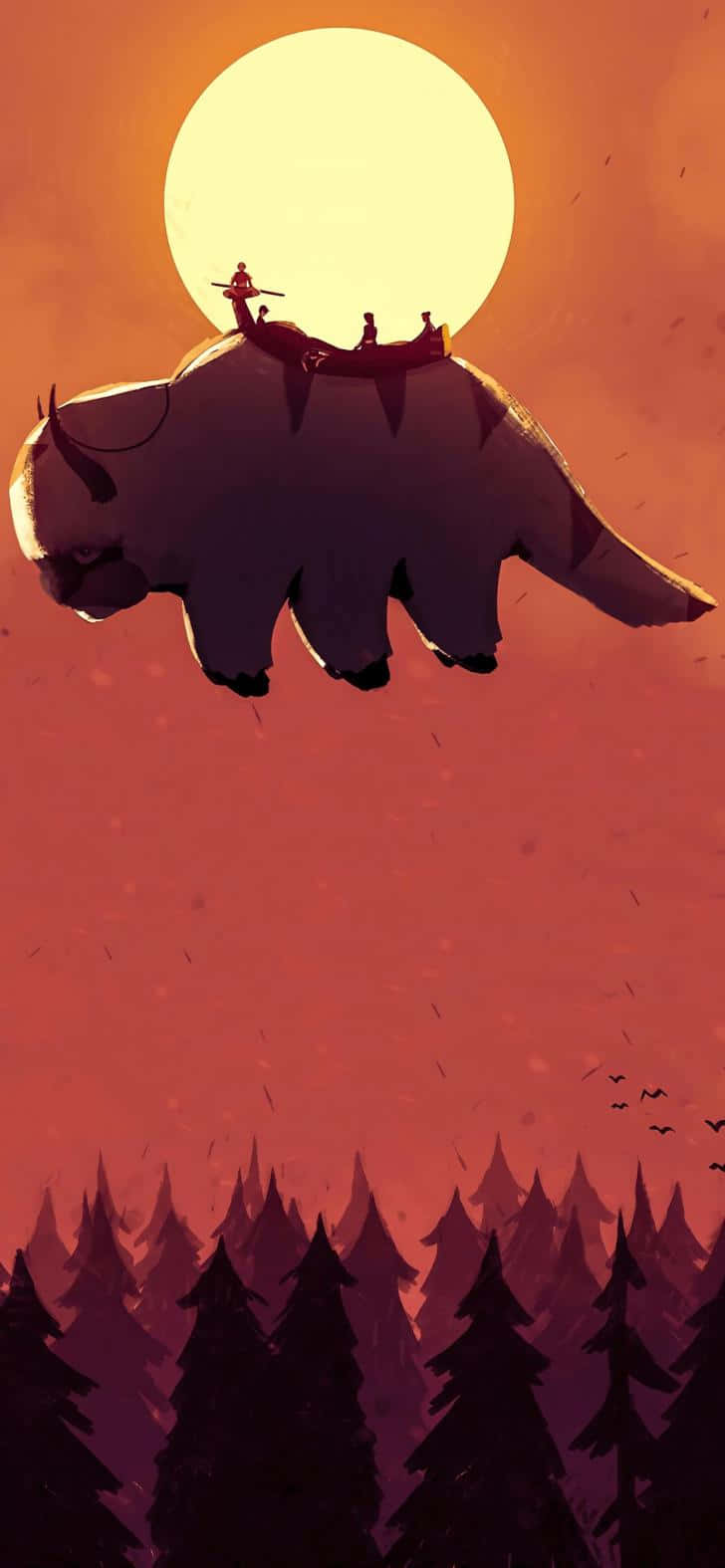 Sky Bison Sunset Silhouette Wallpaper