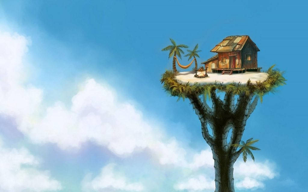 Sky Tree House Cool 4k Wallpaper