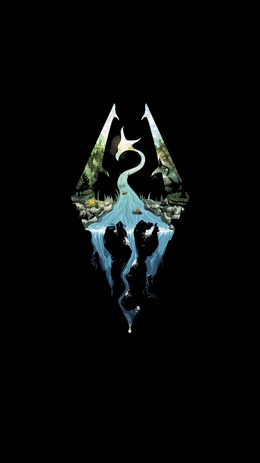 Skyrim 4k Classic Logo Against Black Wallpaper