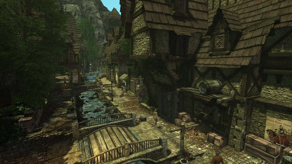 Skyrim Riverwood Village Scene Wallpaper