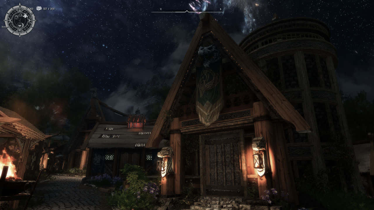 Skyrim S E Nighttime In Whiterun Wallpaper