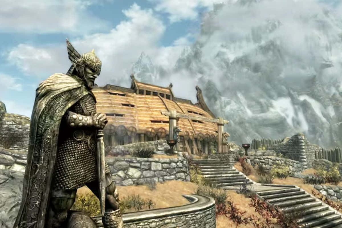 Skyrim Warrior Outside Whiterun Wallpaper