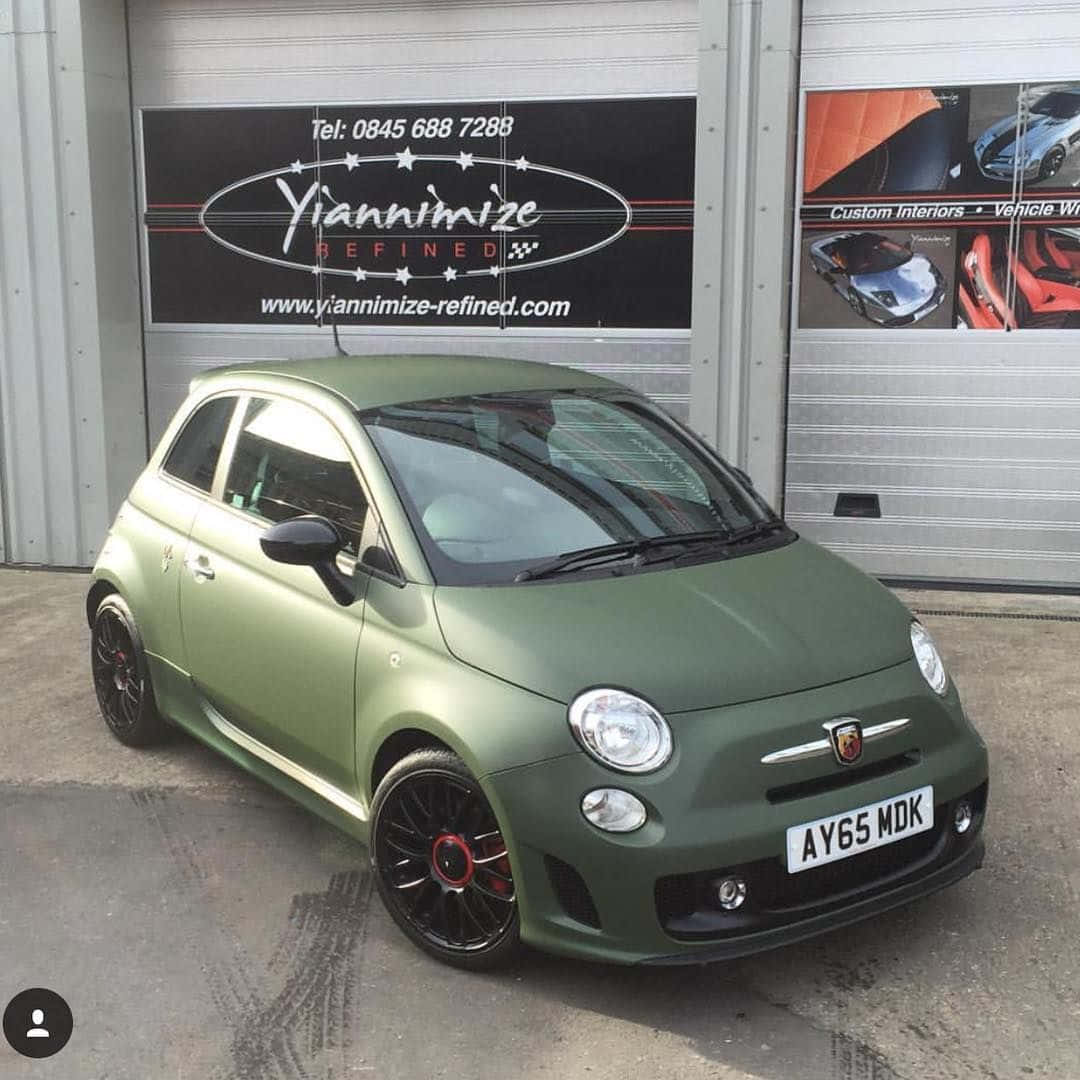 Sleek Abarth 695 Tributo Ferrari Showcasing Its Beauty Under The Clear Sky Wallpaper