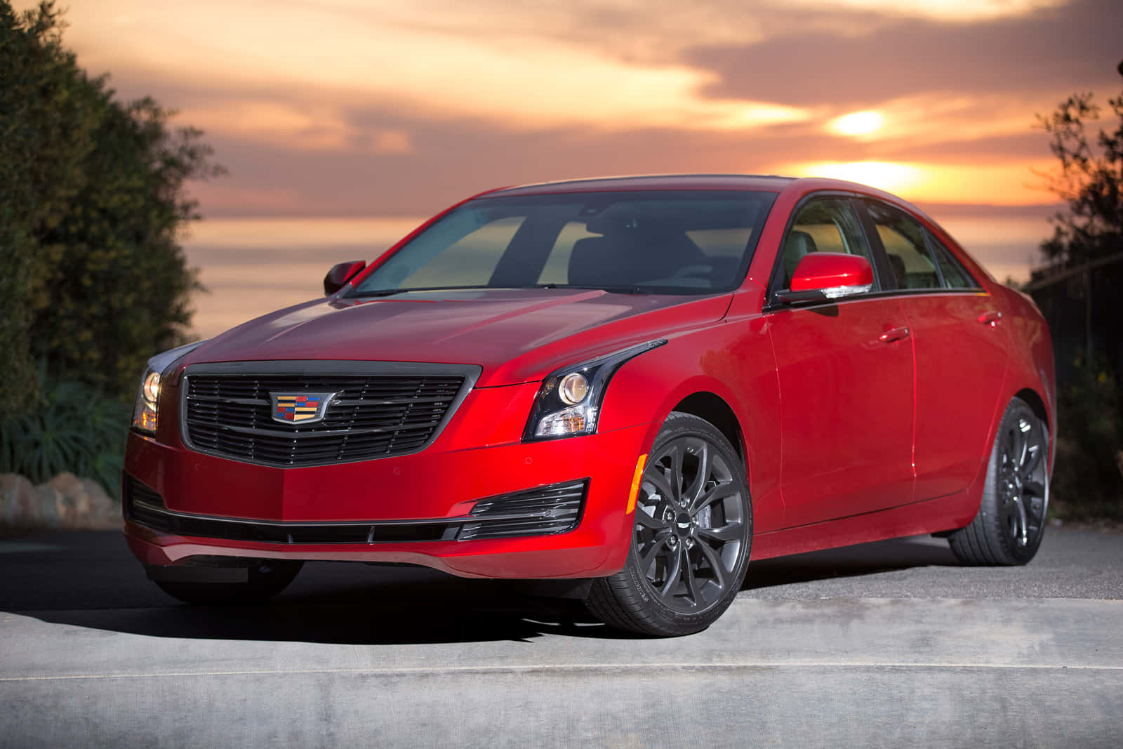 Sleek And Powerful Cadillac Ats On The Road Wallpaper