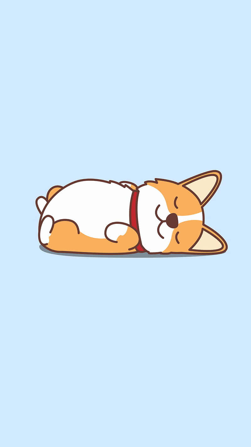 Sleeping Cute Cartoon Corgi Wallpaper