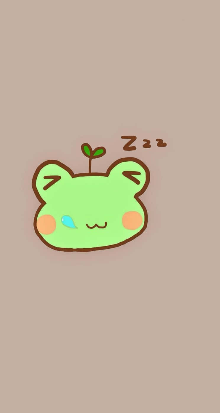 Sleeping Green Frog Cartoon Illustration Wallpaper