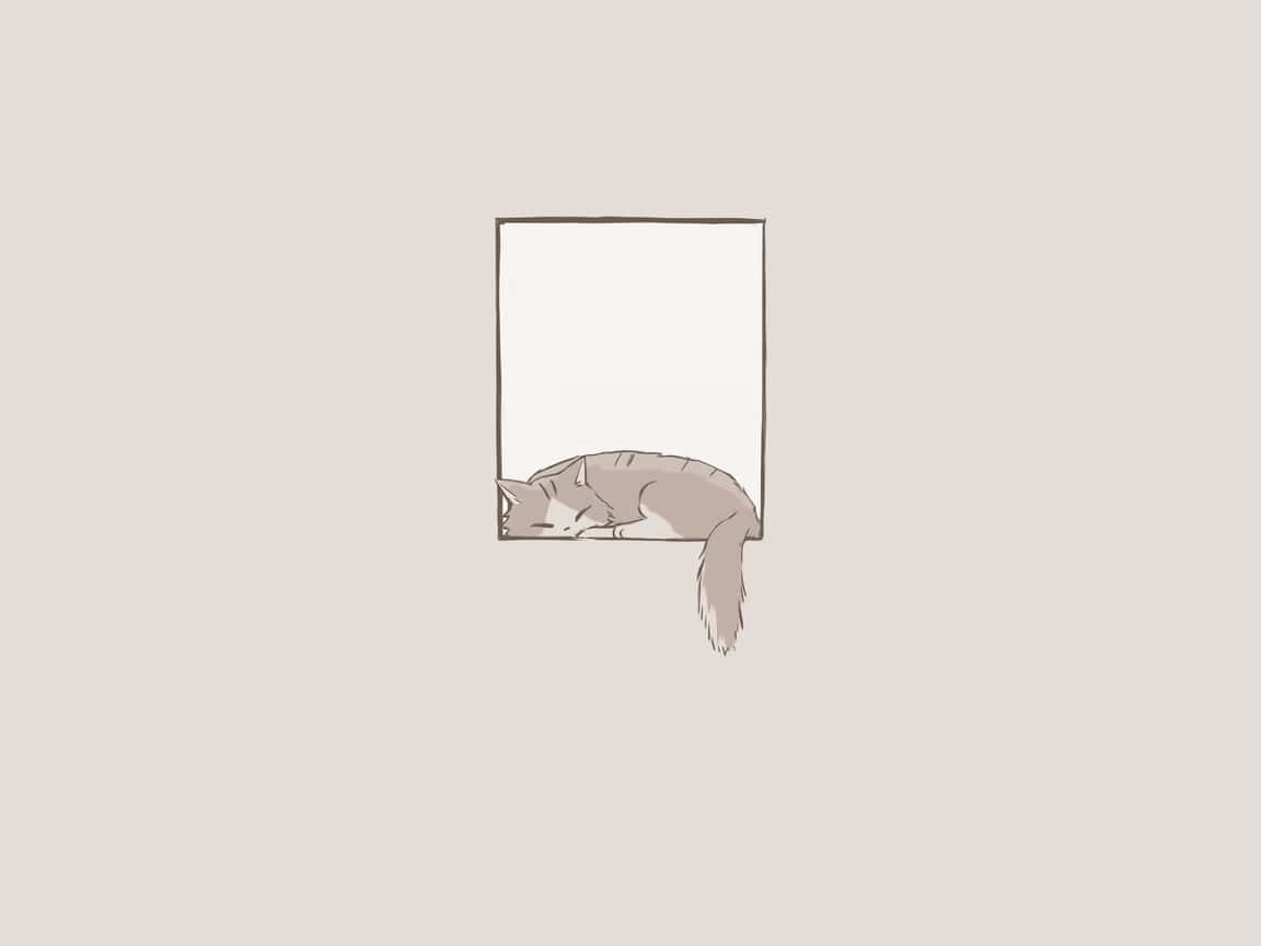 Sleeping Pastel Cat Artwork Wallpaper