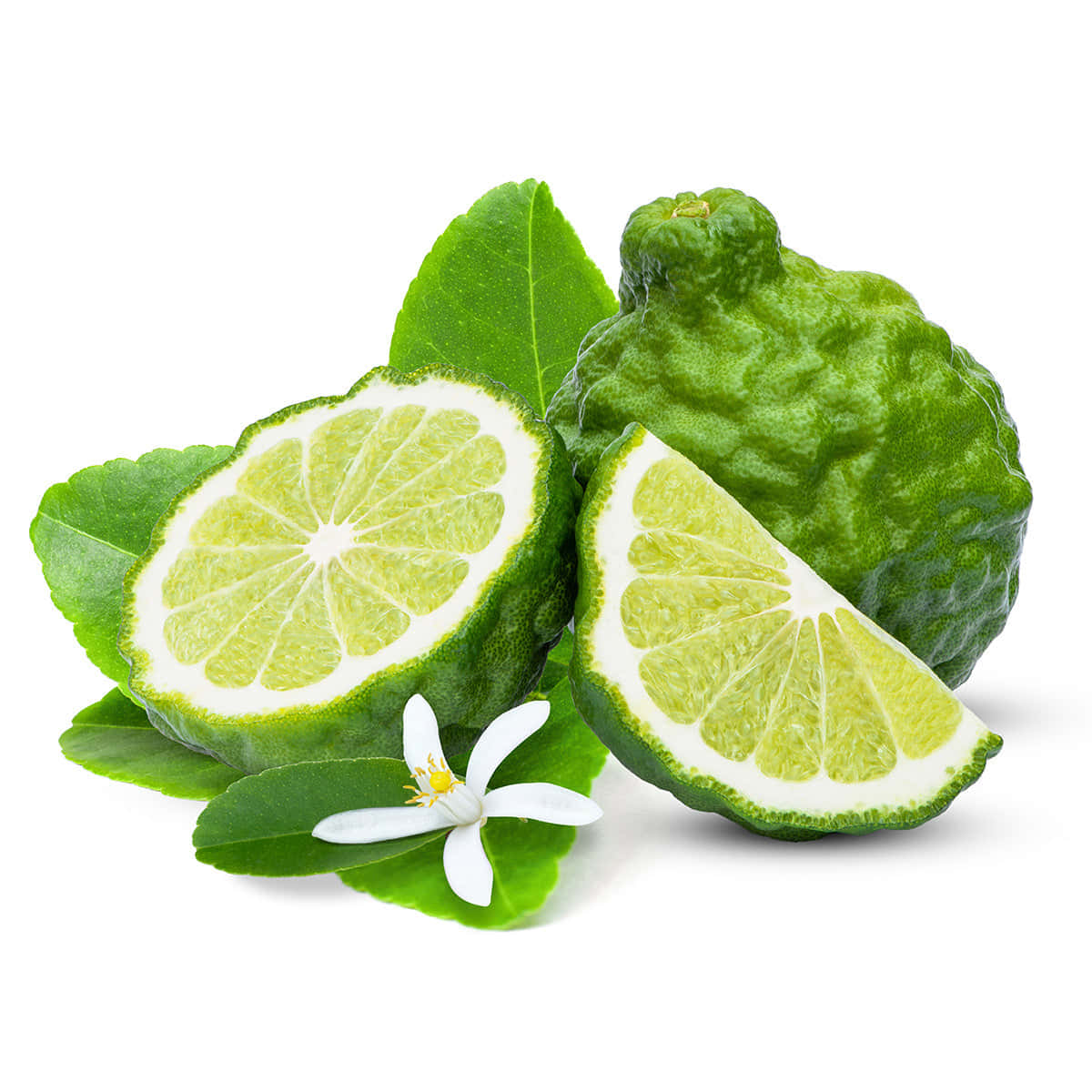 Sliced Kaffir Lime With Leaves Wallpaper