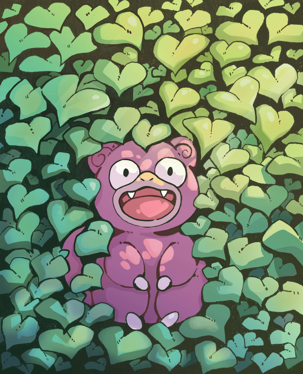 Slowbro With Leaf Wallpaper