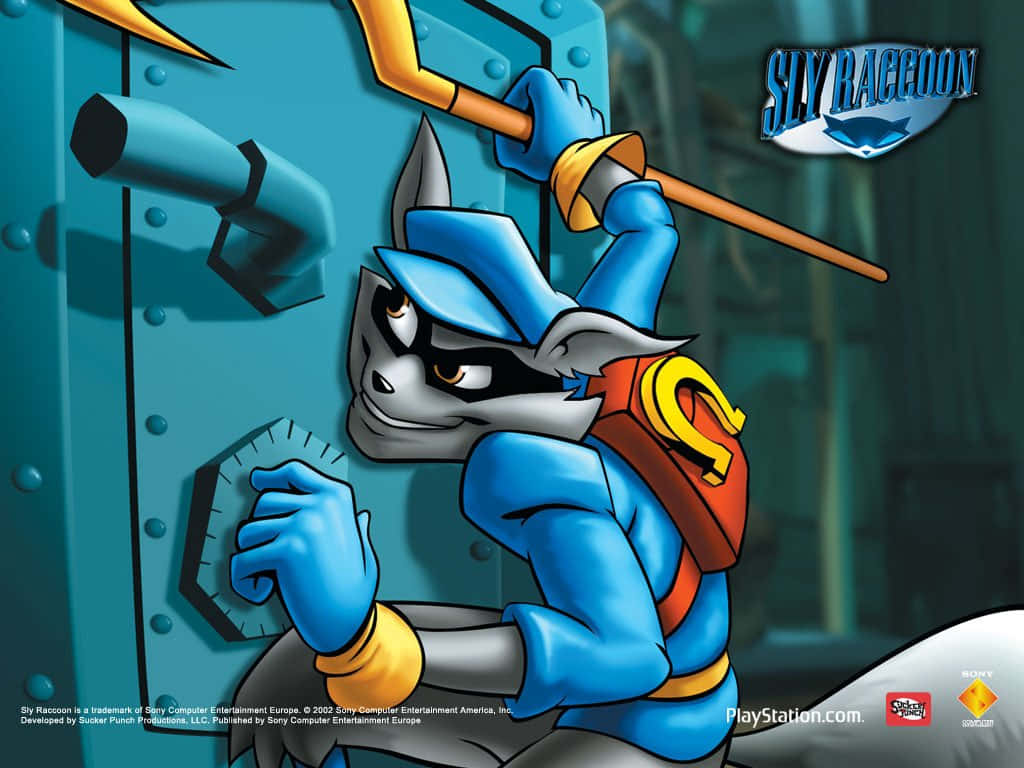 Sly Raccoon Sneaking Wallpaper