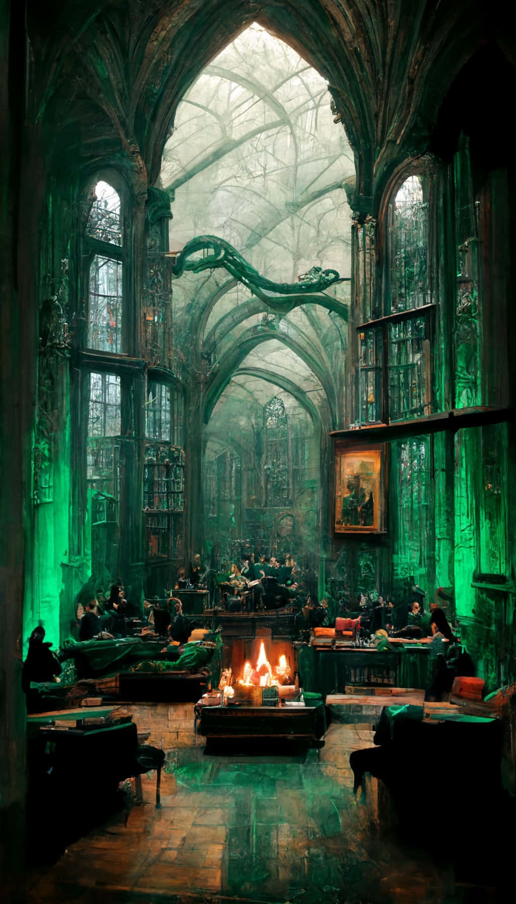 Slytherin Common Room In Hogwarts Castle Wallpaper