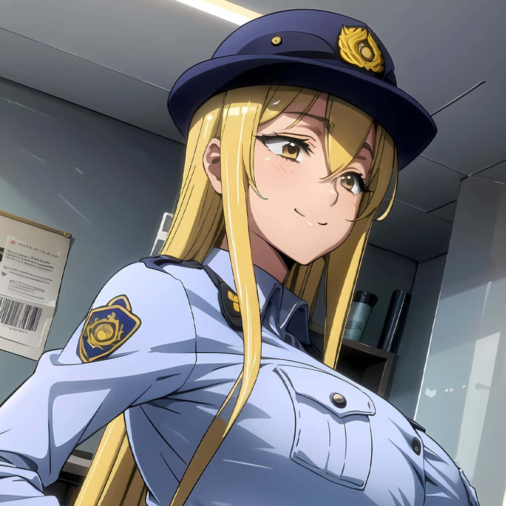 Smiling Anime Police Officer Wallpaper